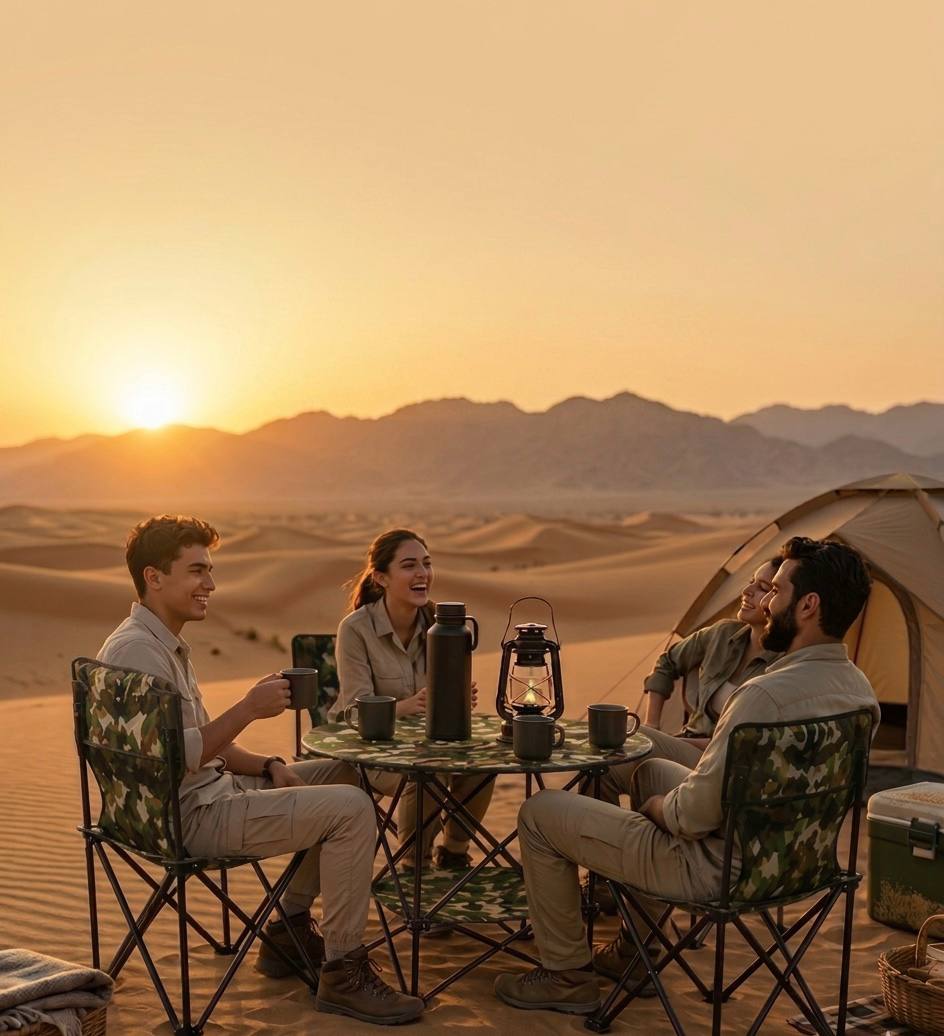 🏕️ Table de Camping avec 4 Chaises