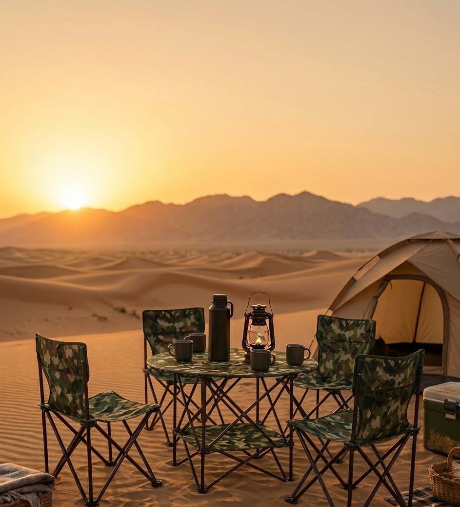 🏕️ Table de Camping avec 4 Chaises
